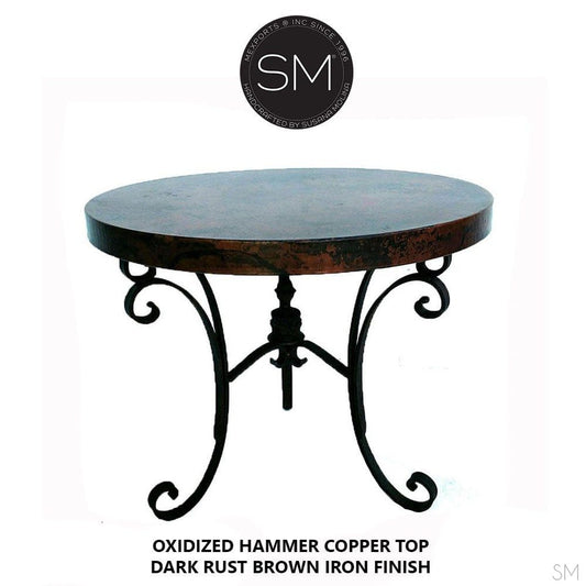 Mexports by Susana Molina 1223LC 31" Oxidized Hammered Copper Round Side Table
