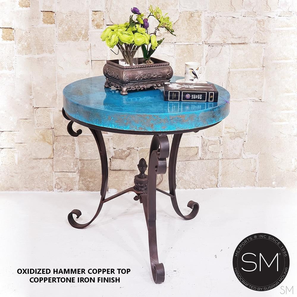 Mexports by Susana Molina 1223LC 38" Oxidized Hammered Copper Round Side Table