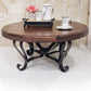 Mexports by Susana Molina 1229AAAM 38" Mesquite Wood Top Red Coral Inlay Round Coffee Table