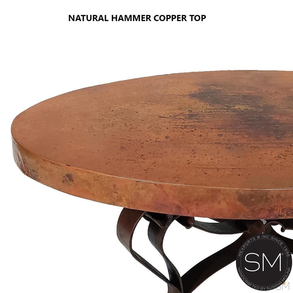 Mexports by Susana Molina 1229AAOC 60" Natural Hammered Copper Top Oval Coffee Table