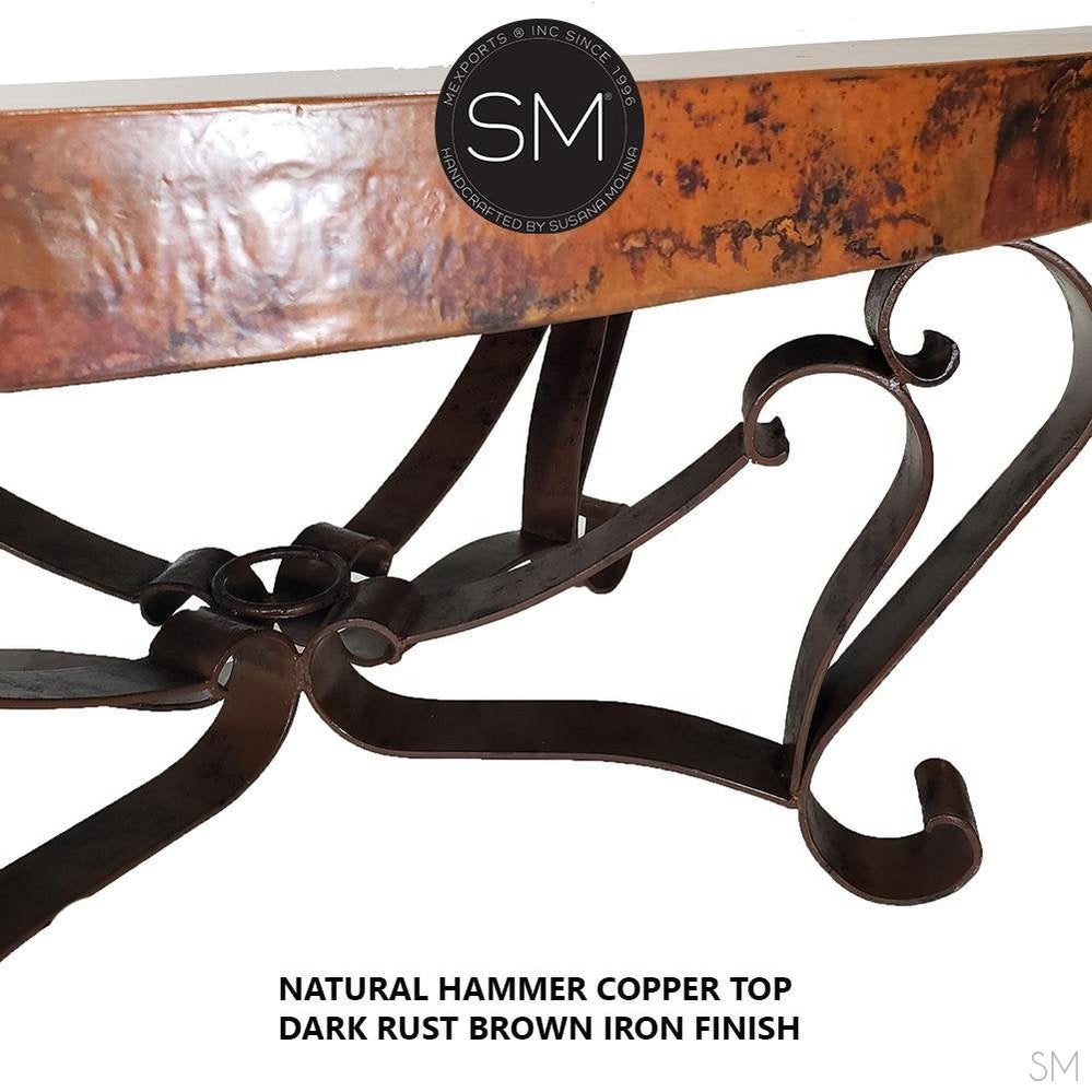 Mexports by Susana Molina 1229AAOC 60" Natural Hammered Copper Top Oval Coffee Table