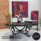 Mexports by Susana Molina 1229AAOC 60" Oxidized Hammered Copper Top Oval Coffee Table