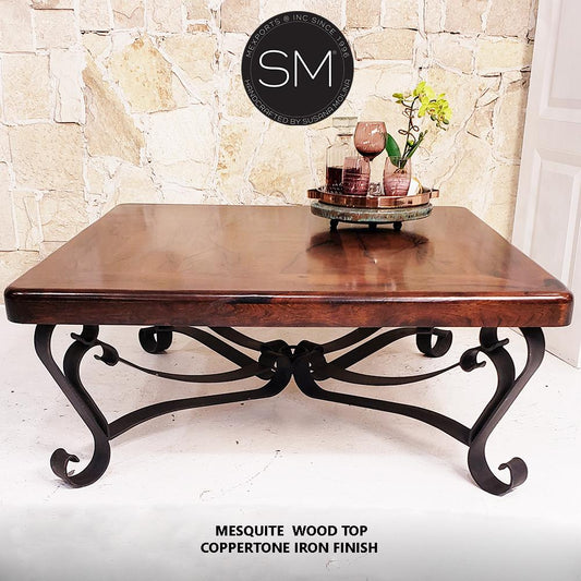 Mexports by Susana Molina 1229AM 48" Mesquite Wood Top Rounded Corners No Inlay Square Coffee Table