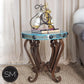 Mexports by Susana Molina 1229BBC 24" Oxidized Hammered Copper With Nailheads on Edge Round Side Table With Iron Base
