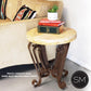 Mexports by Susana Molina 1229BBT 24" Peach Travertine Stone Top Chiseled Edge Round Side Table