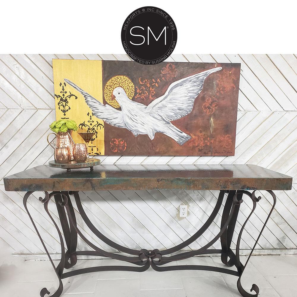 Mexports by Susana Molina 1229CC 72" Oxidized Hammered Copper Rectangular Entryway Console Table