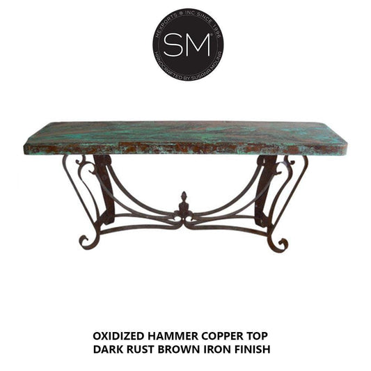 Mexports by Susana Molina 1229CC 72" Oxidized Hammered Copper Rectangular Entryway Console Table