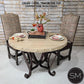 Mexports by Susana Molina 1229DT 48" Cream Travertine Stone Top Chisel Edge Vintage Dining Table