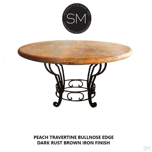Mexports by Susana Molina 1231DT 48" Peach Travertine Stone Top Bullnose Edge Dining Table