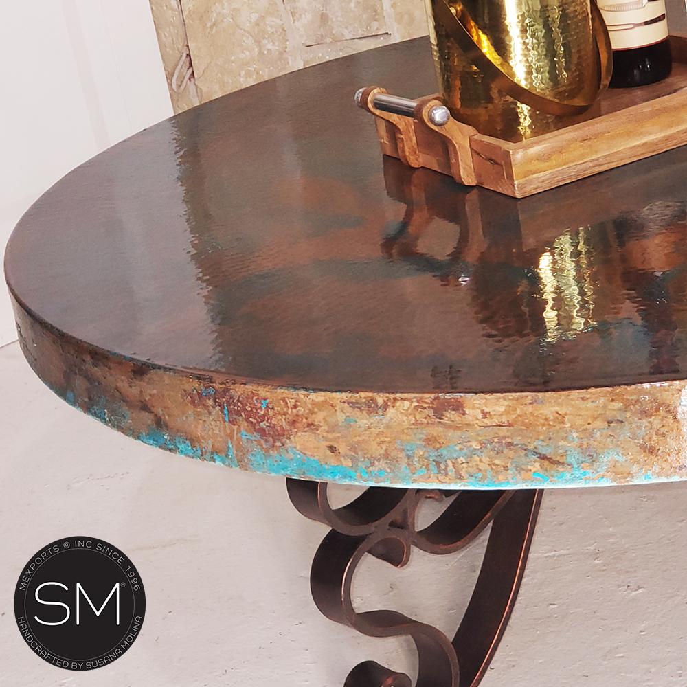 Mexports by Susana Molina 1237AAAC 38" Oxidized Hammered Copper Top Round Coffee Table