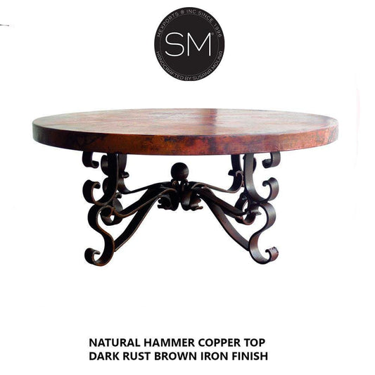 Mexports by Susana Molina 1237AAAC 48" Natural Hammered Copper Top Round Coffee Table