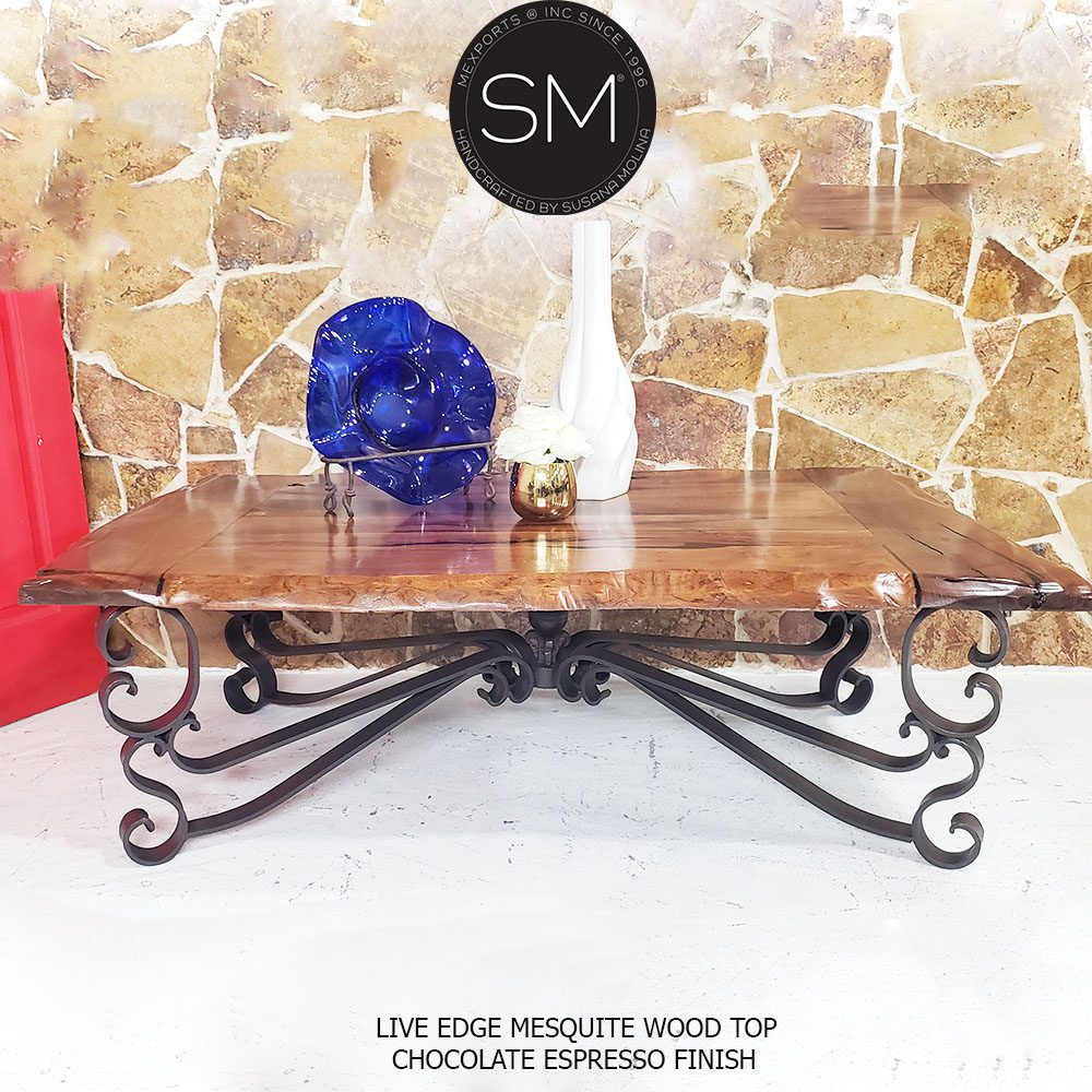 Mexports by Susana Molina 1237AAM 72" Mesquite Wood Top Live Edge No Inlay Rectangular Coffee Table