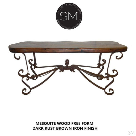 Mexports by Susana Molina 1237CM 72" Mesquite Wood Top Free Form Edge No Inlay Console Table