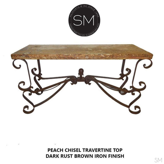 Mexports by Susana Molina 1237CT 63" Peach Travertine Chiseled Edge Rectangular Console Table