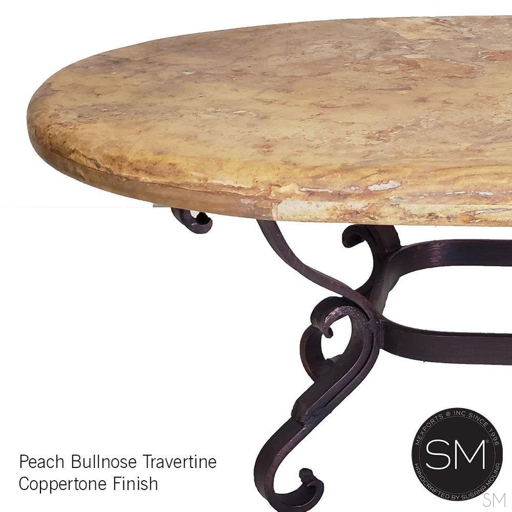 Mexports by Susana Molina 1239AAOT 60" Peach Travertine Bullnose Edge Oval Coffee Table