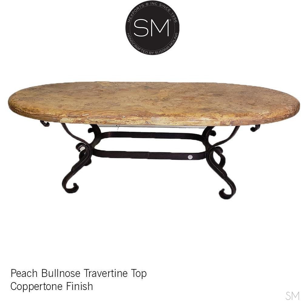 Mexports by Susana Molina 1239AAOT 60" Peach Travertine Bullnose Edge Oval Coffee Table