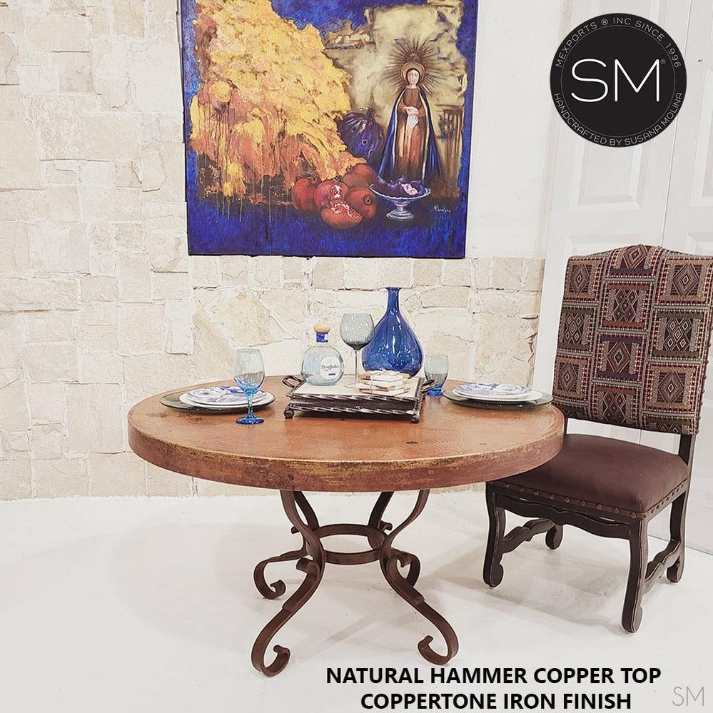 Mexports by Susana Molina 1239DC 54" Natural Hammer Copper Rustic Round Dining Table