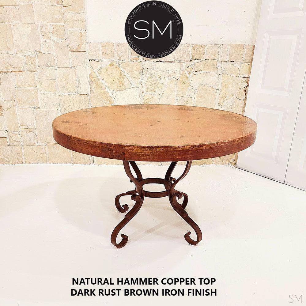Mexports by Susana Molina 1239DC 54" Natural Hammer Copper Rustic Round Dining Table