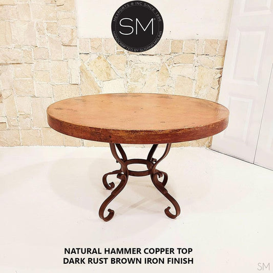 Mexports by Susana Molina 1239DC 60" Natural Hammer Copper Rustic Round Dining Table