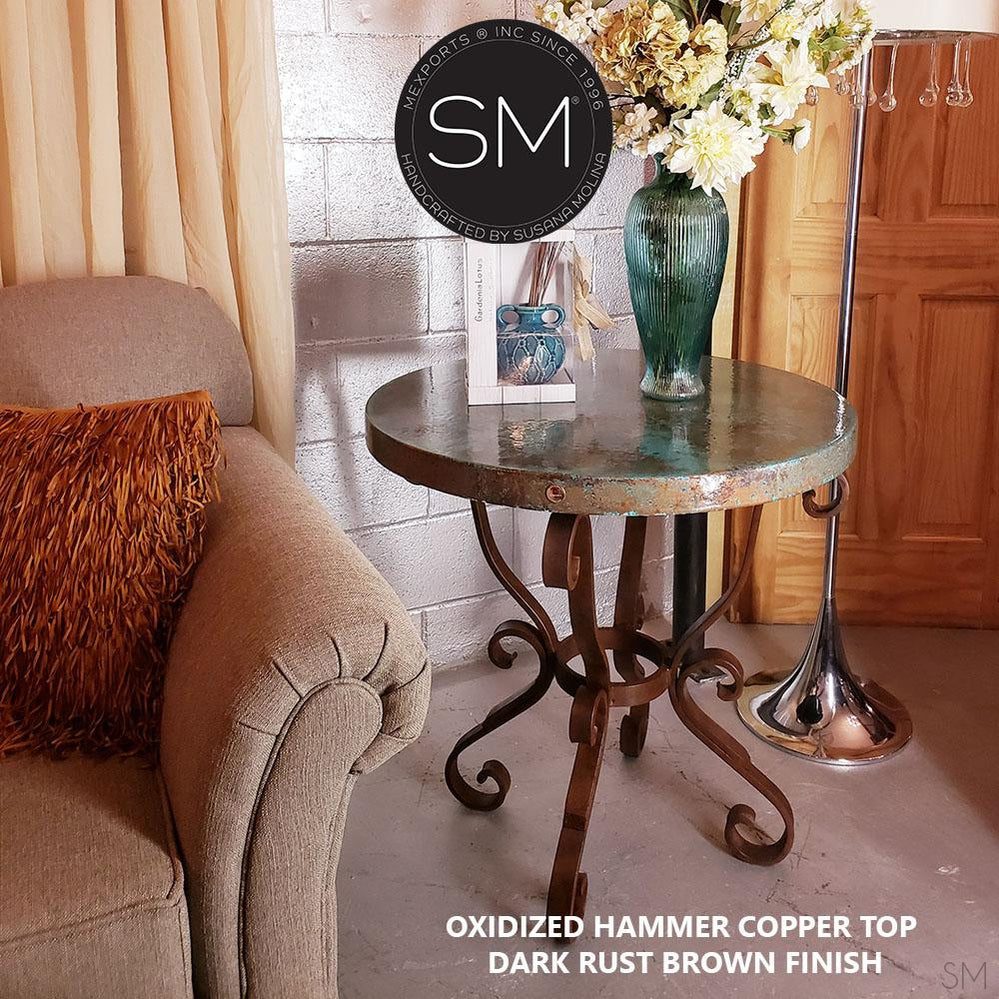 Mexports by Susana Molina 1239LC 38" Oxidized Hammered Copper Round Side Table