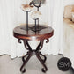Mexports by Susana Molina 1239LM 31" Mesquite Wood Red Coral Inlay With Nailheads on Edge Round Side Table