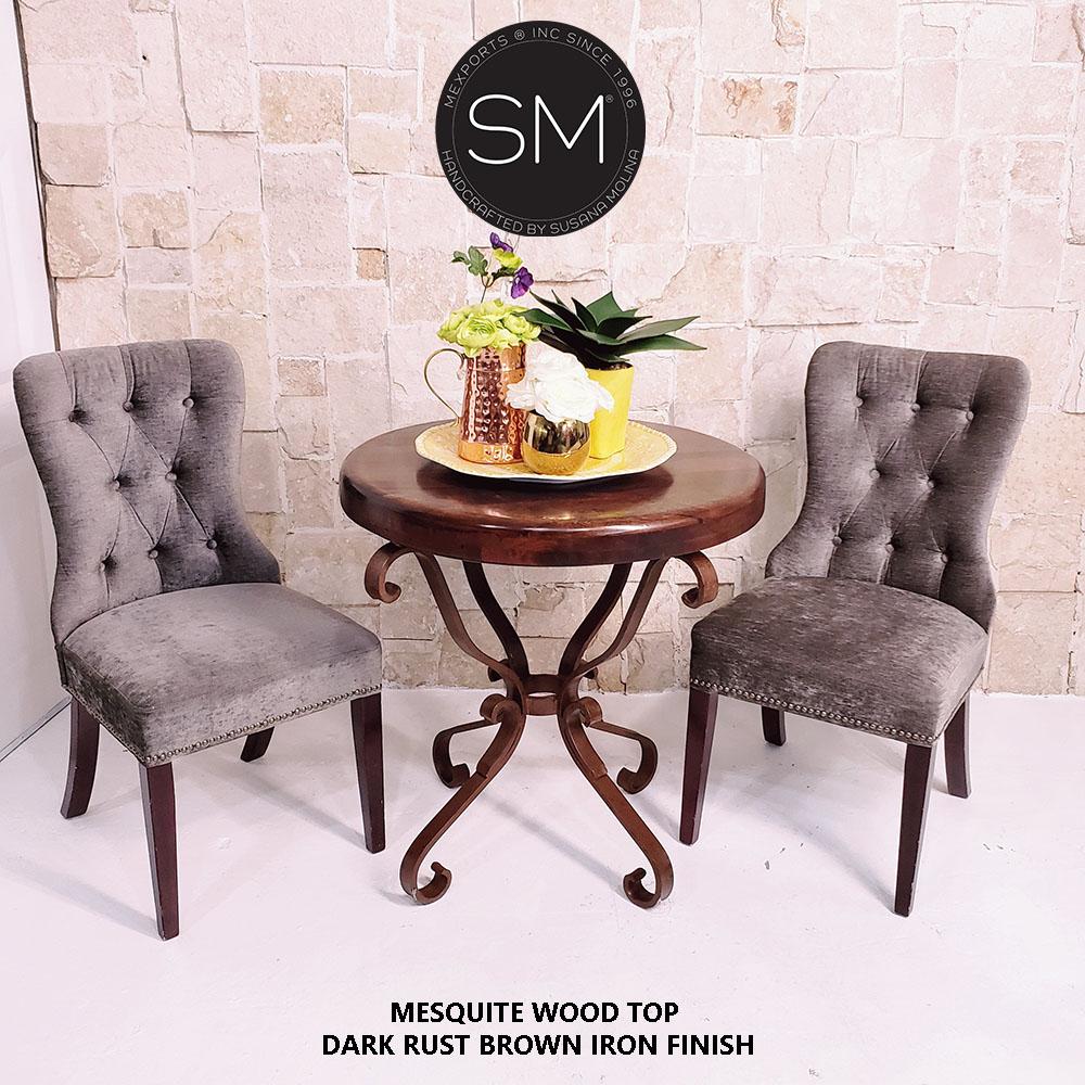 Mexports by Susana Molina 1239LM 38" Mesquite Wood No Inlay Round Side Table