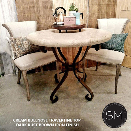 Mexports by Susana Molina 1239LT 31" Cream Travertine Bullnose Edge Round Side Table