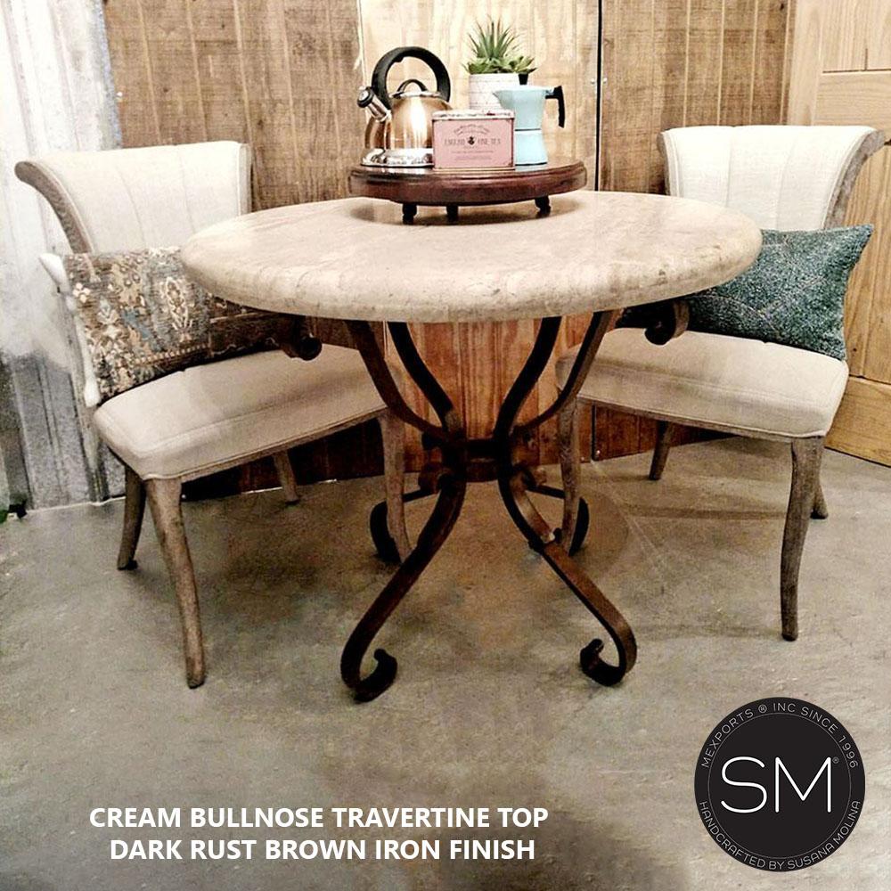 Mexports by Susana Molina 1239LT 31" Peach Travertine Bullnose Edge Round Side Table