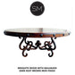 Mexports by Susana Molina 1240AAAM 38" Mesquite Wood Top Turquoise Inlay With Nailheads on Edge Round Coffee Table