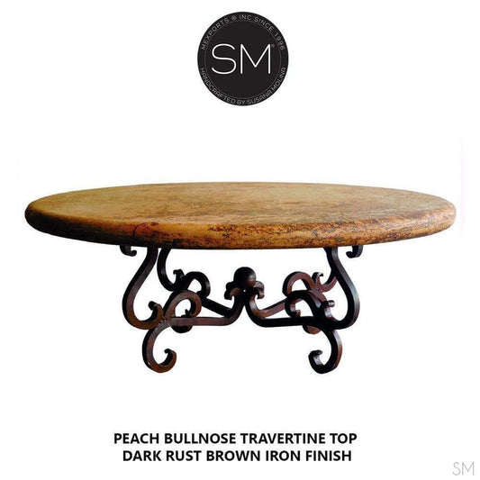 Mexports by Susana Molina 1240AAAT 38" Peach Travertine Top Bullnose Edge Round Coffee Table