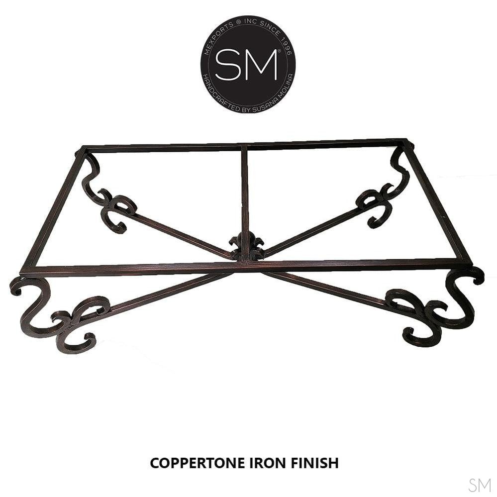 Mexports by Susana Molina 1240AAM 60" Mesquite Wood Top Free Form Edge Red Coral Inlay Rectangular Coffee Table