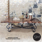 Mexports by Susana Molina 1240AAM 72" Mesquite Wood Top Live Edge Hammer Copper Inlay Rectangular Coffee Table