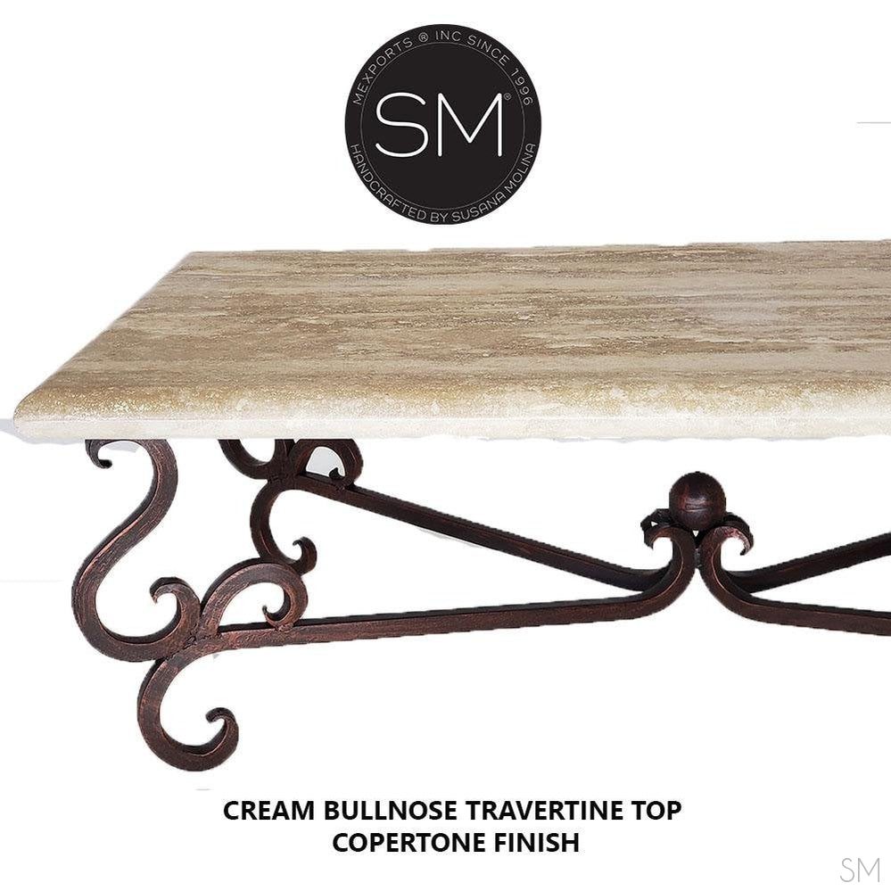 Mexports by Susana Molina 1240AAT 60" Cream Travertine Bullnose Edge Rectangular Rustic Coffee Table
