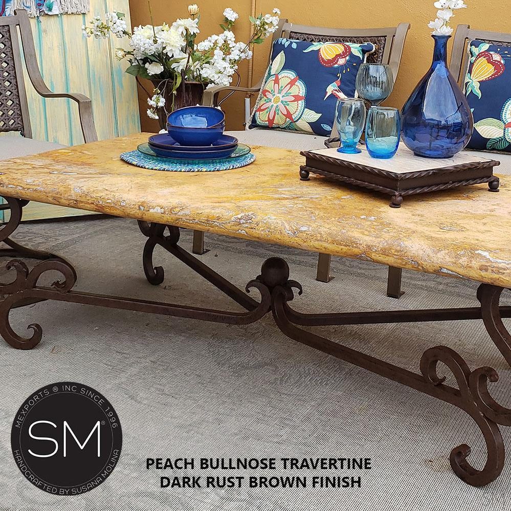 Mexports by Susana Molina 1240AAT 60" Peach Travertine Bullnose Edge Rectangular Rustic Coffee Table