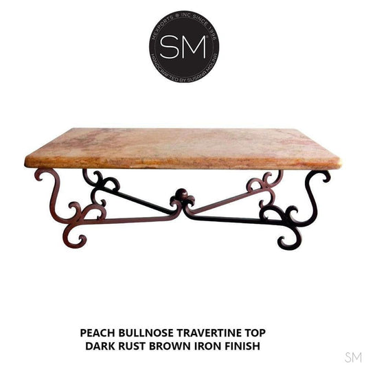 Mexports by Susana Molina 1240AAT 60" Peach Travertine Bullnose Edge Rectangular Rustic Coffee Table