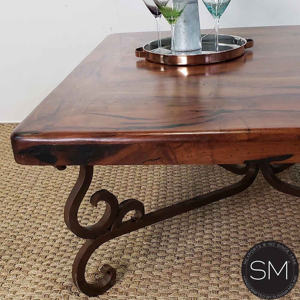 Mexports by Susana Molina 1240AM 48" Mesquite Wood Top Live Edge No Inlay Square Coffee Table