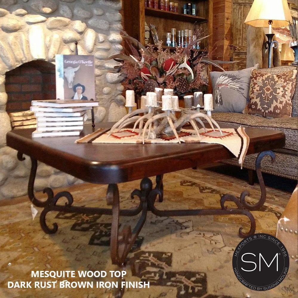 Mexports by Susana Molina 1240AM 48" Mesquite Wood Top Rounded Corners No Inlay Square Coffee Table