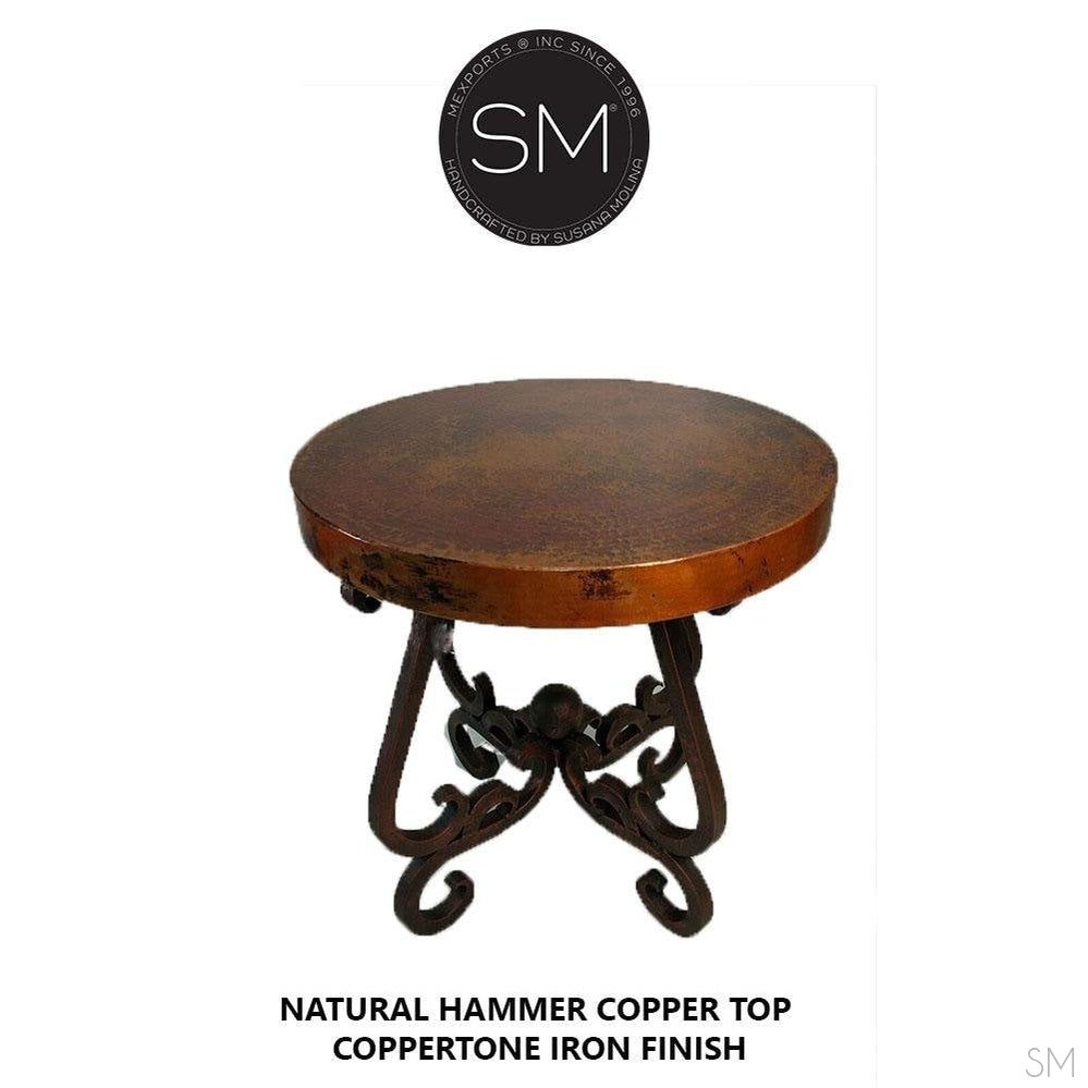 Mexports by Susana Molina 1240BBC 24" Natural Hammered Copper Round Side Table
