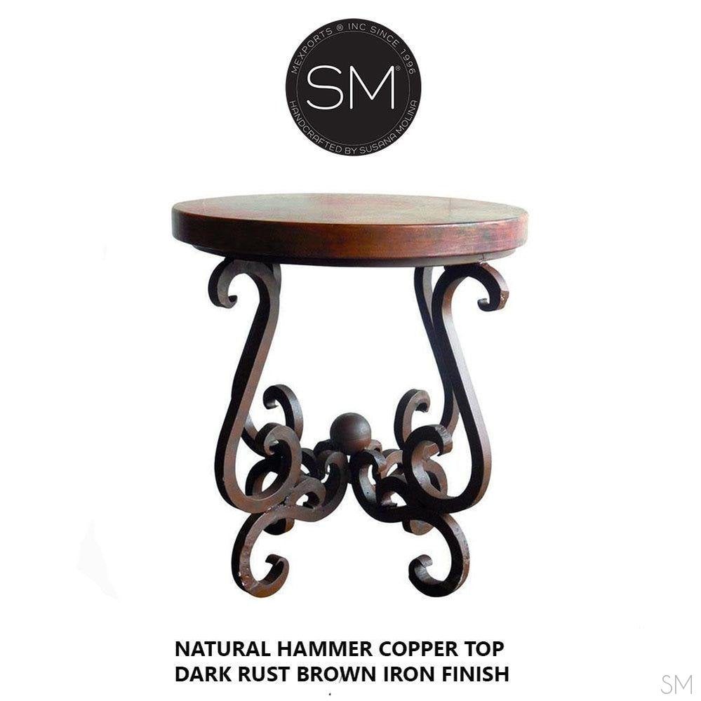 Mexports by Susana Molina 1240BBC 24" Natural Hammered Copper Round Side Table