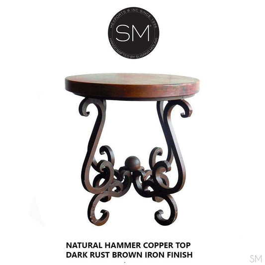 Mexports by Susana Molina 1240BBC 24" Natural Hammered Copper Round Side Table