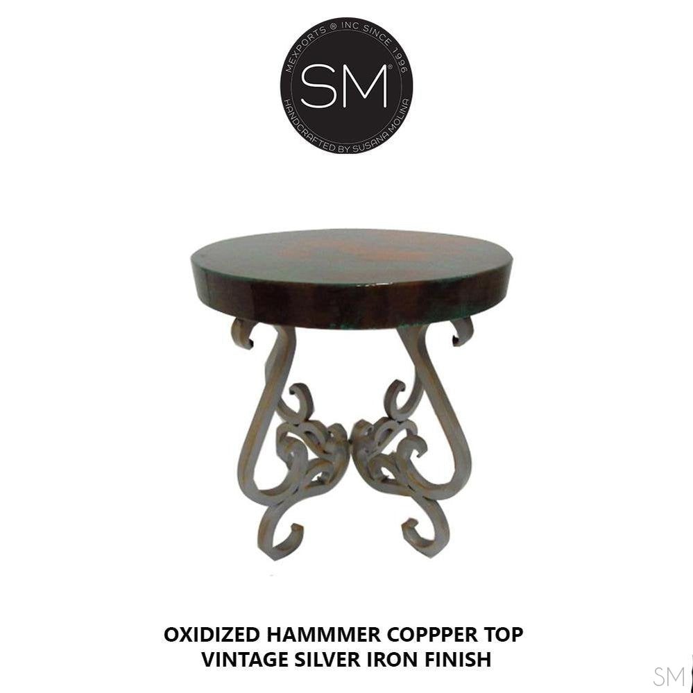 Mexports by Susana Molina 1240BBC 24" Oxidized Hammered Copper Round Side Table