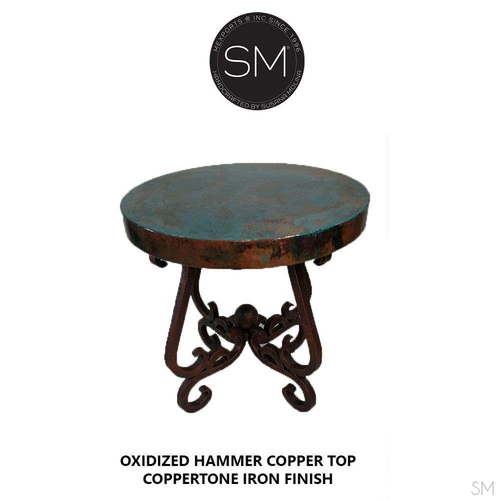 Mexports by Susana Molina 1240BBC 24" Oxidized Hammered Copper Round Side Table