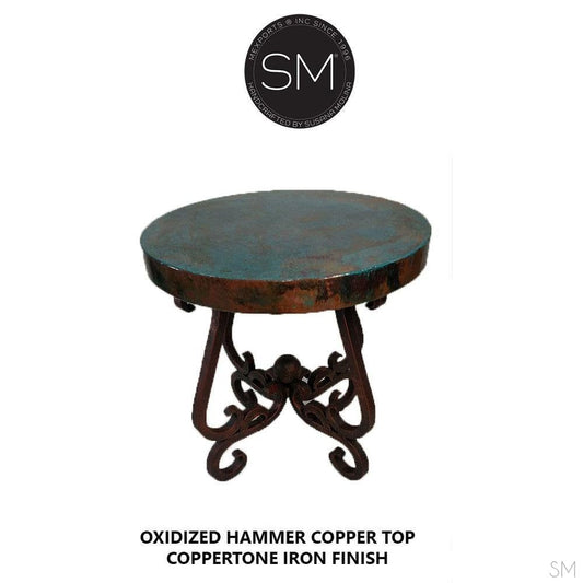 Mexports by Susana Molina 1240BBC 24" Oxidized Hammered Copper Round Side Table