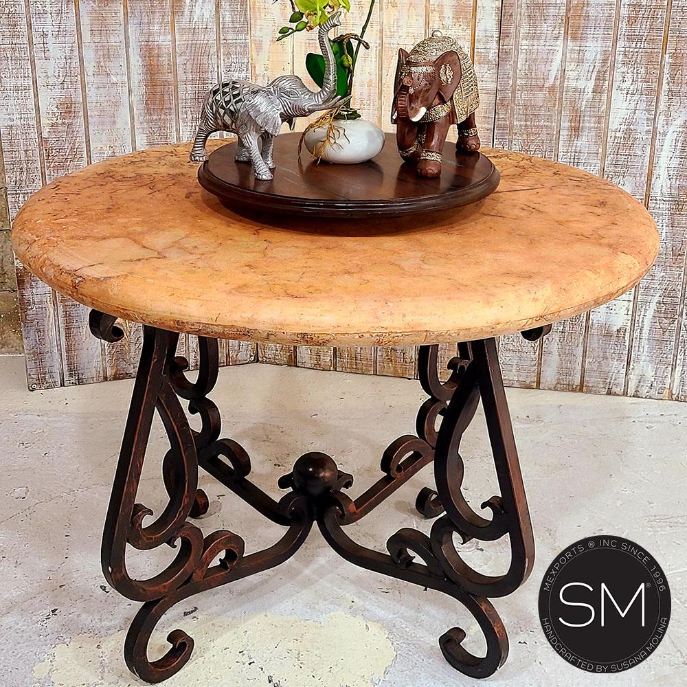 Mexports by Susana Molina 1240LT 31" Peach Travertine Top Bullnose Edge Round Side Table