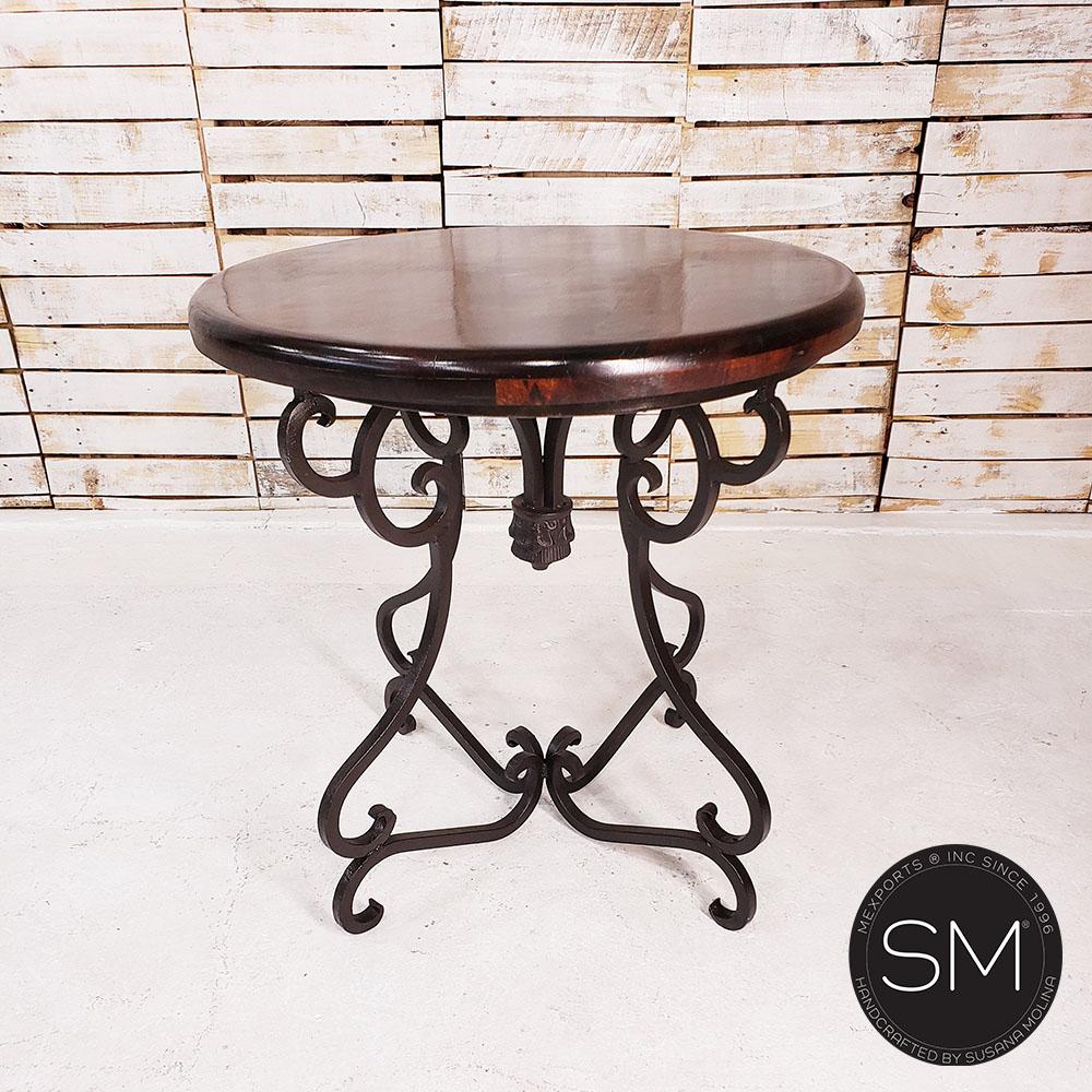 Mexports by Susana Molina 1241LM 31" Mesquite Wood Top Turquoise Inlay Round Side Table