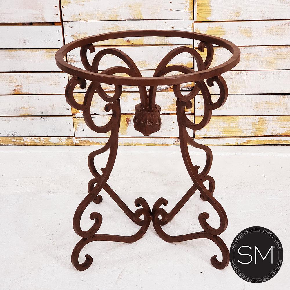 Mexports by Susana Molina 1241LM 38" Mesquite Wood Top Turquoise Inlay With Nailheads on Edge Round Side Table