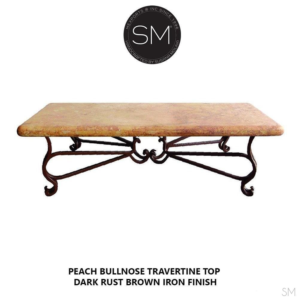 Mexports by Susana Molina 1242AAT 60" Peach Travertine Bullnose Edge High End Rectangular Coffee Table
