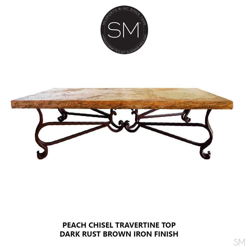 Mexports by Susana Molina 1242AAT 60" Peach Travertine Chisel Edge High End Rectangular Coffee Table