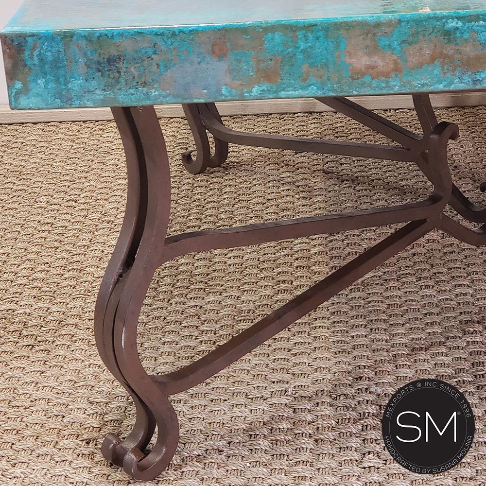 Mexports by Susana Molina 1242AC 48" Oxidized Hammered Copper Top Mediterranean Coffee Table
