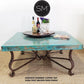 Mexports by Susana Molina 1242AC 48" Oxidized Hammered Copper Top With Nailheads opn Edge Mediterranean Coffee Table